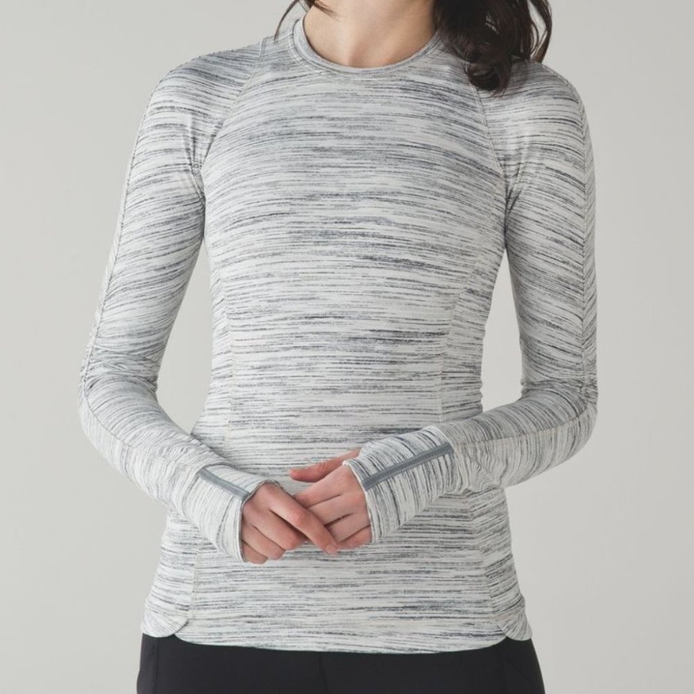Lululemon Runderful Long Sleeve Space Dye Camo Silver Spoon Crew Neck